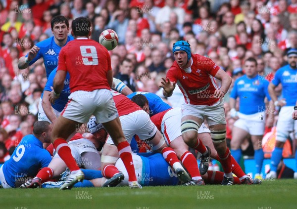 100312 Wales v Italy - RBS 6 Nations Championship - Wales' Justin Tipuric  stands in at scrum half