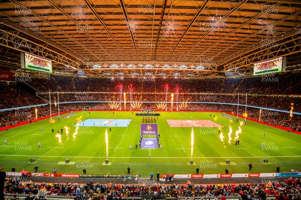 110318 - Wales v Italy, Nat West 6 Nations Championship -  Pre match pyrotechnics 