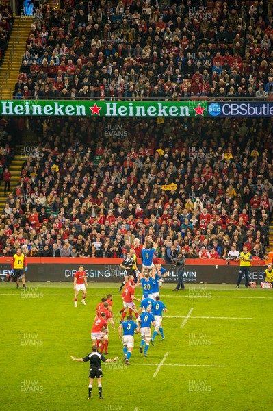 110318 - Wales v Italy, Nat West 6 Nations Championship - Alessandro Zanni of Italy jumps to catch the ball during a line out 