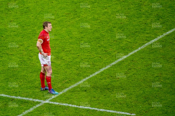 110318 - Wales v Italy, Nat West 6 Nations Championship - Hadleigh Parkes of Wales looks on 