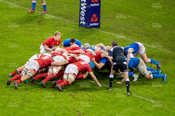 110318 - Wales v Italy, Nat West 6 Nations Championship - scrum during the game 