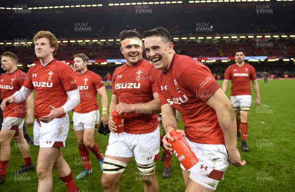 110318 - Wales v Italy - NatWest 6 Nations 2018 - Ellis Jenkins and Owen Watkin of Wales at the end of the game