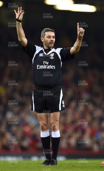 110318 - Wales v Italy - NatWest 6 Nations 2018 - Referee Jerome Garces