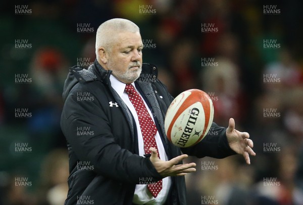 110318 - Wales v Italy, NatWest 6 Nations 2018 - Wales head coach Warren Gatland during warm up before the start of the match
