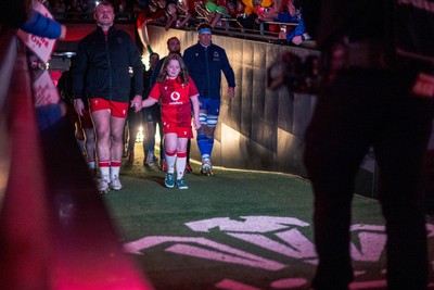 140326 - Wales v Italy - Guinness Six Nations - Dewi Lake of Wales leads the team out of the tunnel 