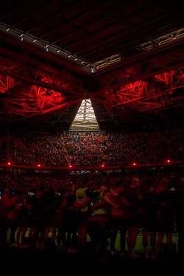 140326 - Wales v Italy - Guinness Six Nations - General view of Principality Stadium prematch light show