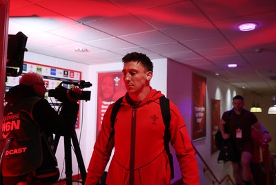 140326 - Wales v Italy - Guinness Six Nations Championship - Josh Adams of Wales arrives at the stadium