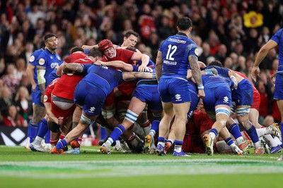 140326 - Wales v Italy - Guinness Six Nations Championship - Wales push over for Dewi Lake of Wales to score a try