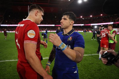 140326 - Wales v Italy - Guinness Six Nations Championship - Dafydd Jenkins of Wales shakes hands with the opposition