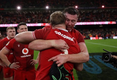 140326 - Wales v Italy - Guinness Six Nations Championship - Dewi Lake and Adam Beard of Wales 