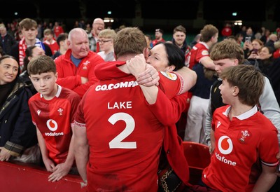140326 - Wales v Italy - Guinness Six Nations Championship - Dewi Lake of Wales with family