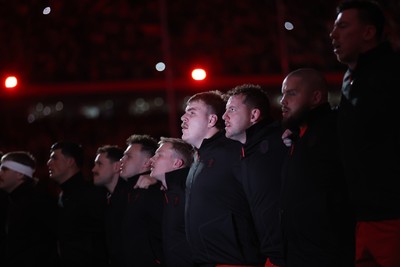 140326 - Wales v Italy - Guinness Six Nations Championship - Archie Griffin of Wales sings the anthem