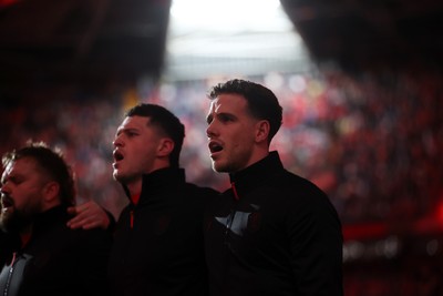 140326 - Wales v Italy - Guinness Six Nations Championship - Kieran Hardy of Wales sings the anthem