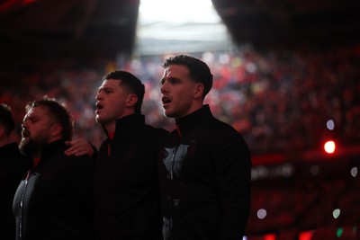 140326 - Wales v Italy - Guinness Six Nations Championship - Kieran Hardy of Wales sings the anthem
