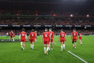 140326 - Wales v Italy - Guinness Six Nations Championship - Wales walk onto the field
