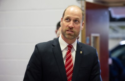 140326 - Wales v Italy, Guinness Six Nations 2026 - HRH The Prince of Wales arrives at the Principality Stadium ahead of Wales v Italy