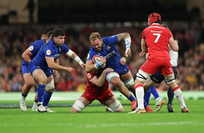 140326 - Wales v Italy, Guinness Six Nations 2026 - Niccolo Cannone of Italy charges forward