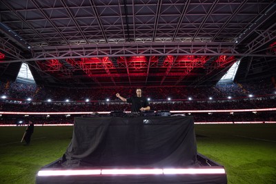 140326 - Wales v Italy, Guinness Six Nations 2026 - Josh Navidi performs at half time