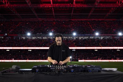 140326 - Wales v Italy, Guinness Six Nations 2026 - Josh Navidi performs at half time