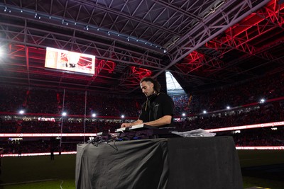 140326 - Wales v Italy, Guinness Six Nations 2026 - Josh Navidi performs at half time