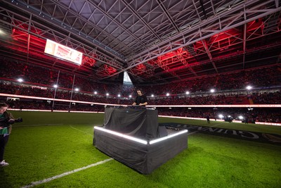 140326 - Wales v Italy, Guinness Six Nations 2026 - Josh Navidi performs at half time