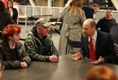 140326 - Wales v Italy, Guinness Six Nations 2026 - HRH The Prince of Wales meets disabled and injured players in the Presidents Lounge and discusses their involvement with Welsh Rugby Union Charitable Trust after the match