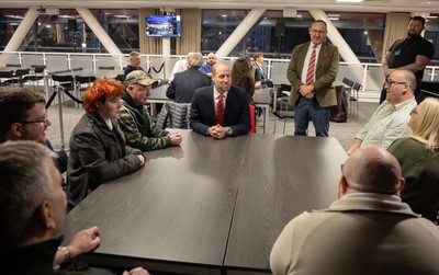 140326 - Wales v Italy, Guinness Six Nations 2026 - HRH The Prince of Wales meets disabled and injured players in the Presidents Lounge and discusses their involvement with Welsh Rugby Union Charitable Trust after the match