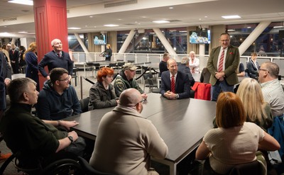 140326 - Wales v Italy, Guinness Six Nations 2026 - HRH The Prince of Wales meets disabled and injured players in the Presidents Lounge and discusses their involvement with Welsh Rugby Union Charitable Trust after the match