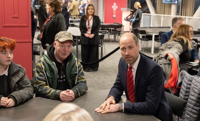 140326 - Wales v Italy, Guinness Six Nations 2026 - HRH The Prince of Wales meets disabled and injured players in the Presidents Lounge and discusses their involvement with Welsh Rugby Union Charitable Trust after the match