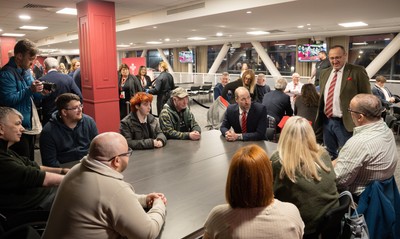 140326 - Wales v Italy, Guinness Six Nations 2026 - HRH The Prince of Wales meets disabled and injured players in the Presidents Lounge and discusses their involvement with Welsh Rugby Union Charitable Trust after the match