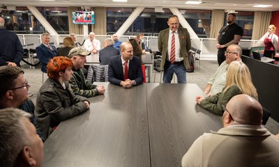 140326 - Wales v Italy, Guinness Six Nations 2026 - HRH The Prince of Wales meets disabled and injured players in the Presidents Lounge and discusses their involvement with Welsh Rugby Union Charitable Trust after the match