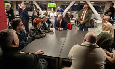 140326 - Wales v Italy, Guinness Six Nations 2026 - HRH The Prince of Wales meets disabled and injured players in the Presidents Lounge and discusses their involvement with Welsh Rugby Union Charitable Trust after the match