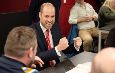 140326 - Wales v Italy, Guinness Six Nations 2026 - HRH The Prince of Wales meets disabled and injured players in the Presidents Lounge and discusses their involvement with Welsh Rugby Union Charitable Trust after the match