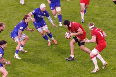 140326 - Wales v Italy - Guinness Six Nations - Dafydd Jenkins of Wales on the charge