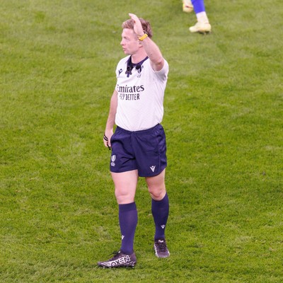 140326 - Wales v Italy - Guinness Six Nations - Referee Christophe Ridley