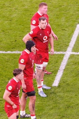 140326 - Wales v Italy - Guinness Six Nations - Rhys Carre, Ben Carter, Dafydd Jenkins and Alex Mann of Wales