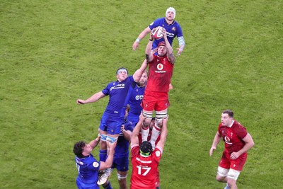 140326 - Wales v Italy - Guinness Six Nations - James Botham of Wales wins a lineout