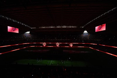 140326 - Wales v Italy - Guinness Men's Six Nations - Flame show before the match