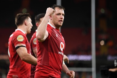 140326 - Wales v Italy - Guinness Men's Six Nations - Ryan Elias of Wales celebrates the win at full time