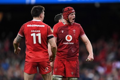140326 - Wales v Italy - Guinness Men's Six Nations - James Botham of Wales celebrates the win at full time