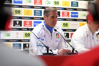 140326 - Wales v Italy - Guinness Men's Six Nations - Italy head coach, Gonzalo Quesada speaks in the post match press conference  