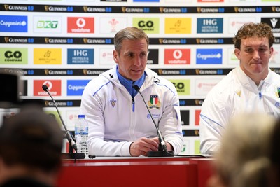 140326 - Wales v Italy - Guinness Men's Six Nations - Italy head coach, Gonzalo Quesada speaks in the post match press conference  