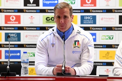 140326 - Wales v Italy - Guinness Men's Six Nations - Italy head coach, Gonzalo Quesada speaks in the post match press conference  