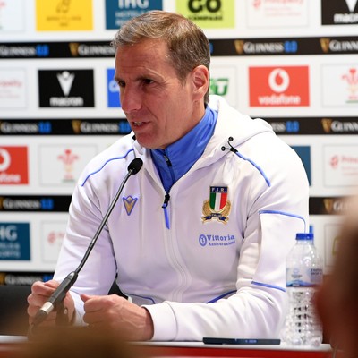 140326 - Wales v Italy - Guinness Men's Six Nations - Italy head coach, Gonzalo Quesada speaks in the post match press conference  