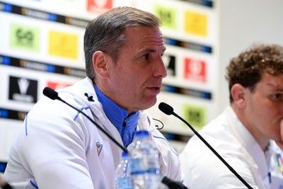 140326 - Wales v Italy - Guinness Men's Six Nations - Italy head coach, Gonzalo Quesada speaks in the post match press conference  