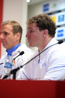 140326 - Wales v Italy - Guinness Men's Six Nations - Michele Lamaro of Italy speaks in the post match press conference  