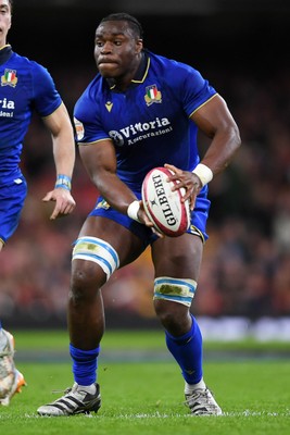 140326 - Wales v Italy - Guinness Men's Six Nations - David Odiase of Italy