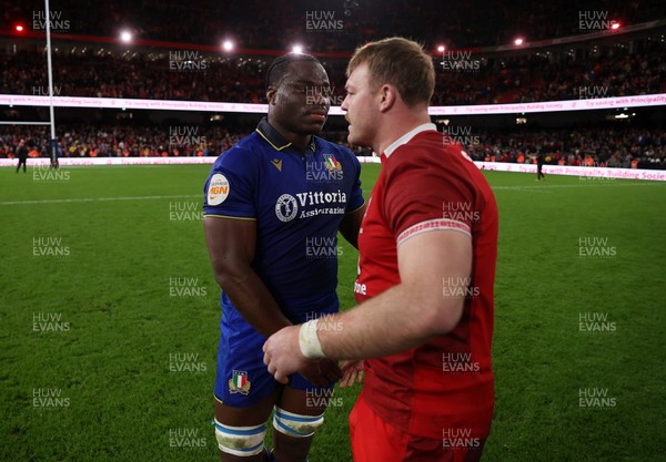 140326 - Wales v Italy - Guinness Six Nations Championship - Dewi Lake of Wales shakes hands with the opposition
