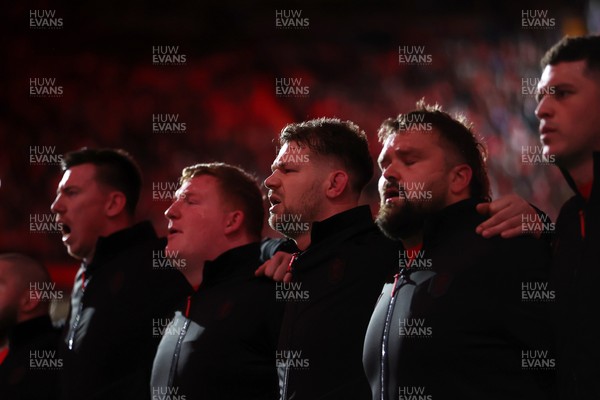 140326 - Wales v Italy - Guinness Six Nations Championship - Olly Cracknell of Wales sings the anthem