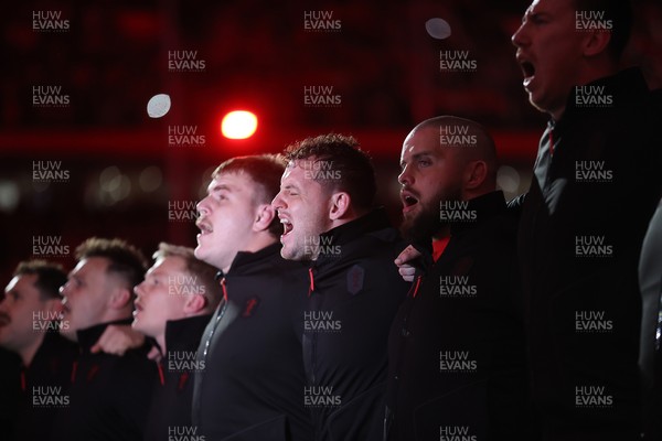 140326 - Wales v Italy - Guinness Six Nations Championship - Ryan Elias of Wales sings the anthem
